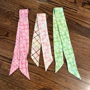 Coach Silk Skinny Ponytail Scarves Bundle of 3